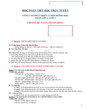 Chuyên đề bồi dưỡng học sinh giỏi Toán Lớp 4+5 Toán chuyển động